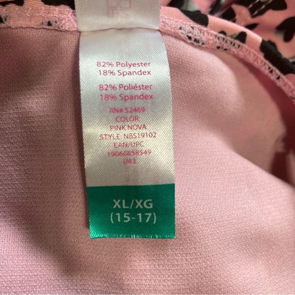 NO BOUNDARIES Pink and Black Cheetah 1 Piece Swimsuit Womens XL 15 16 - Picture 9 of 13